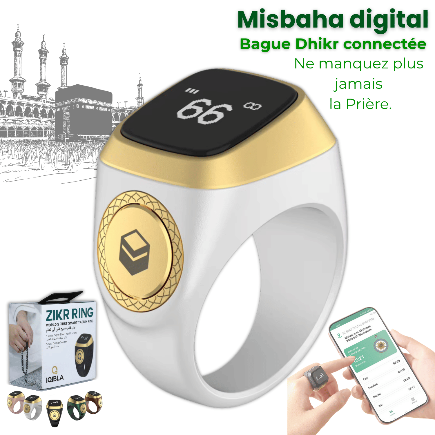Misbaha ☪ Digital｜Dhikr & Tasbih - Bague Connectée Islam